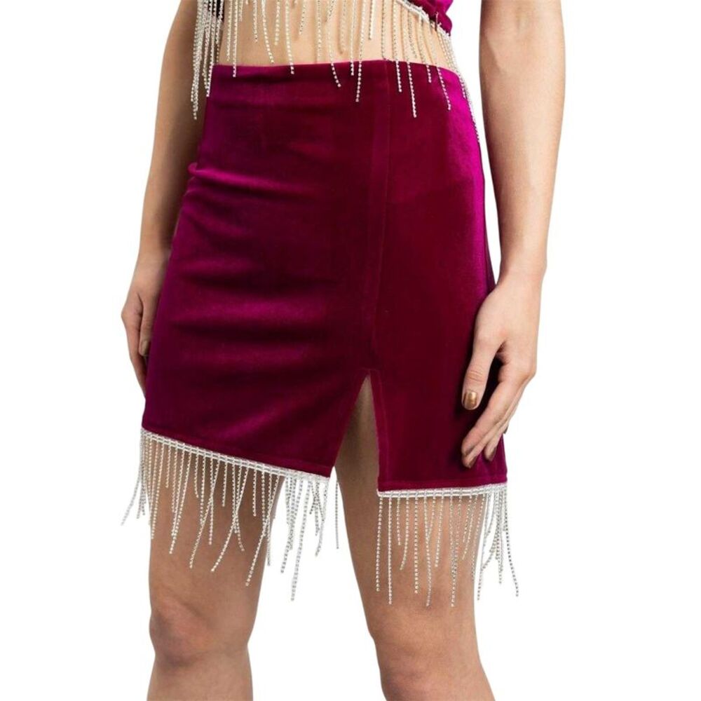 Daisy Street Womens/Ladies Velvet Mini Skirt / Magenta